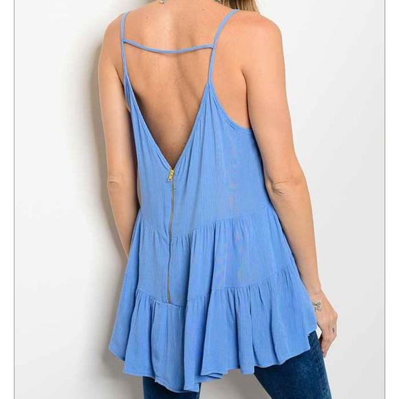 LAST Emily Low-Back, Zipper Tank in Blue 06004 - Picture 3 of 3